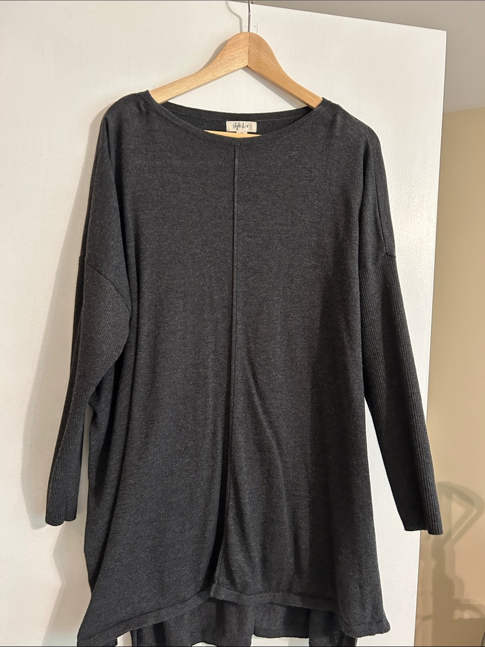 Style & Co. Ribbed Black Knit Top